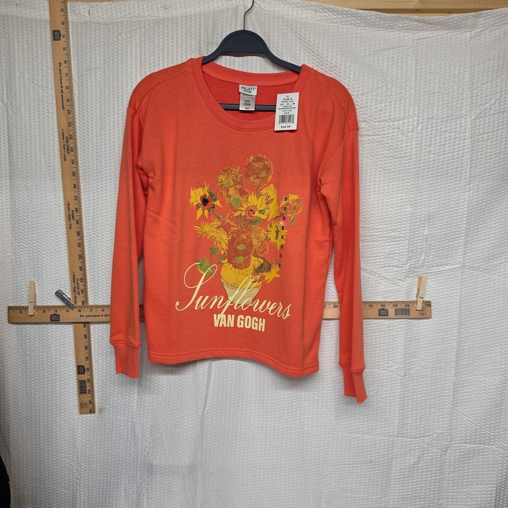 Mighty Fine Van Gogh Sunflowers Graphic Sweatshirt Orange Small NWT